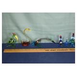 6 Italian Art glass bird figures, 4 with foil labe