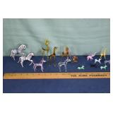 16 small Art glass mammal figures; as is