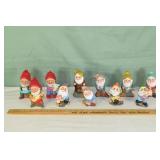 11 ceramic gnomes, 5"; as is