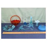 8 Colored Glass Objects: Murano Blue Glass petal b
