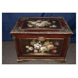 Floral decorated wood hope chest, 27x19x20"h; as i