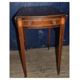 1942 mahogany inlaid single drawer Pembroke table,