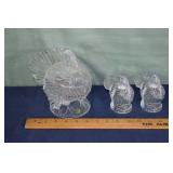 3 Shannon Crystal turkey form table wares: sugar b