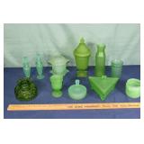 L.E. Smith green Moon & Star pattern glass shade,