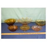 Westmoreland ring and petal amber glass pedestal b