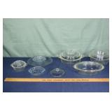 5 Fire King and 2 GlasBake cooking dishes, odd lid