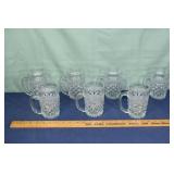 7 Anchor Hocking Wexford pattern 5"h mugs; as is