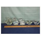 5 molded clear glass animals; as is