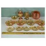 13pcs Carnival glass tablewares; as is
