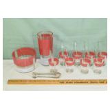MCM stenciled glass 10pc drink service: 8 glasses,