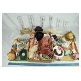 Collection of doll parts, clothing and accessories