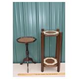 2 wood plant stands; as is