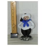 Czech Republic art glass male figure, 4x7"h; as is