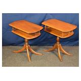 Pair of American Maple 2 tier pedestal side tables