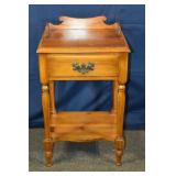 Pine single drawer work table with galleried top a