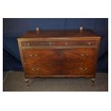 Mahogany finish 4 drawer chest, 48x22x36"h; as is