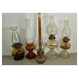 Group of 5 oil lamps; as is
