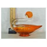 Murano? Art glass amber bird form centerpiece, 7x7