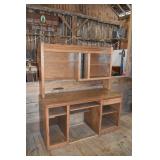 Oak finish modular office desk with bookcase, 60x2