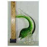Murano? Art glass figure of a green and clear dolp