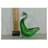 Murano? Art glass green bird form decanter, 6x7"h;