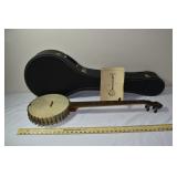 Vintage Supertone 5 string banjo with case and les