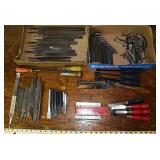 Lot: files, chisels, Allen wrenches; as is
