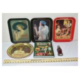4 Coca-Cola metal trays, valuation guide, pen; as