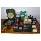 Assorted opened oils, drain pans, etc.; as is