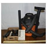 Ridgid shop vac and attachments; as is