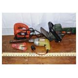 B&D jig saw, drill, hedge trimmer; as is