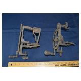 2 antique mechanical apple peelers; as is