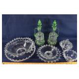 6 pcs. Candlewick glass with one bearing a Heisey