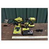 Ryobi 18V tool lot: 1/2" drill P202, torch P197, i