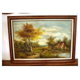 Framed oil on canvas landscape signed by the artis