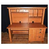 Wood finish office desk with shelf, 59x24x57"h; as