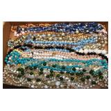 Costume jewelry lot: bead necklaces, bracelets, ea