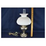 Electrified oil lamp marked EM&Co no. 634 with mil