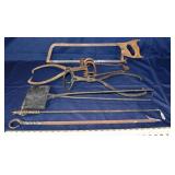 7 primitive iron tools: ice tongs, fire pokers, wa