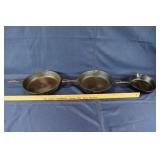 3 Griswold cast iron skillets: #8, #7, #5; as is