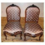 Two ca. 1900 Louis XV style carved walnut and upho