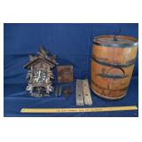 German carved wood cuckoo clock, primitive wood ch