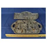 2 cast iron ~12" figural cookie pans: one marked J
