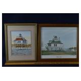 2 framed C. Keith Whitelock prints of lighthouses,