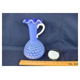 Art glass: hobnail fluted vase/pitcher, millefiori
