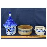 Eldreth pottery bird house and dog bowl, unknown 2