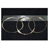 Marked 14 kt gold jewelry: 3 bangle bracelets 23gt