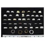 43 rings marked 925, 9ozt.; as is