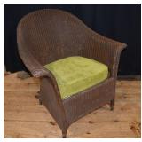 Art Deco wicker upholstered cushion spring seat pa