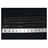 Marked 14 kt gold jewelry: four 24" necklaces 12gt